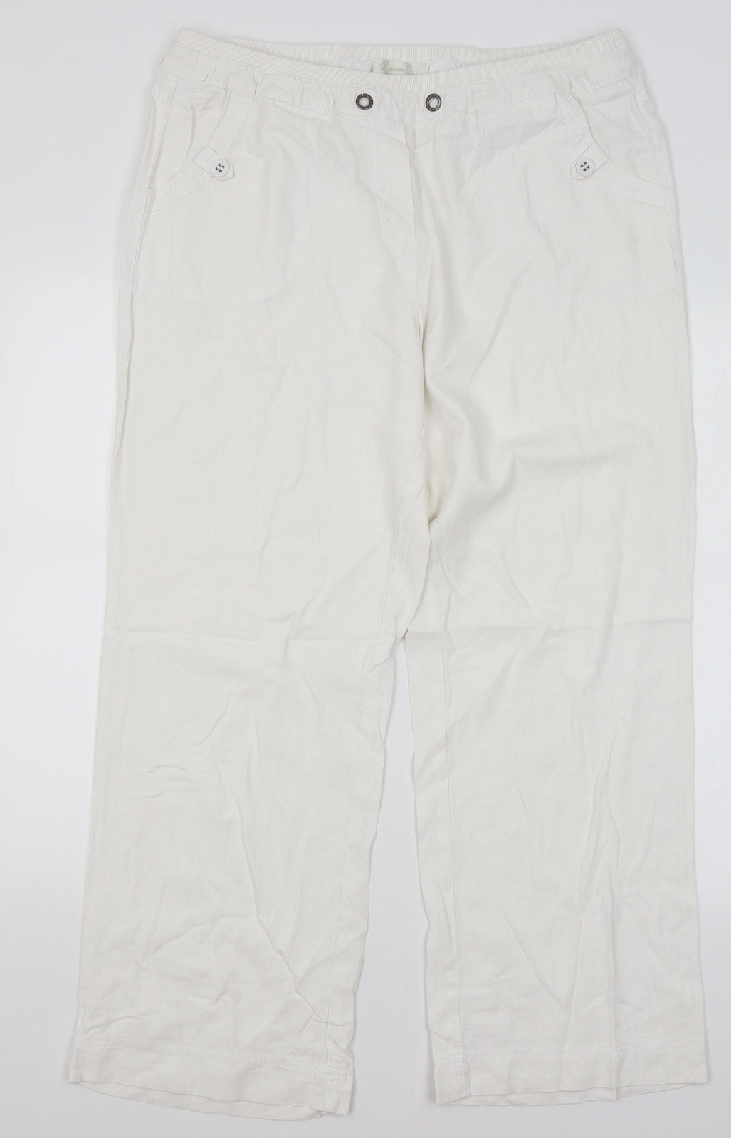 Authentic Womens White   Trousers  Size 16 L28 in