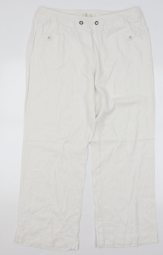 Authentic Womens White   Trousers  Size 16 L28 in
