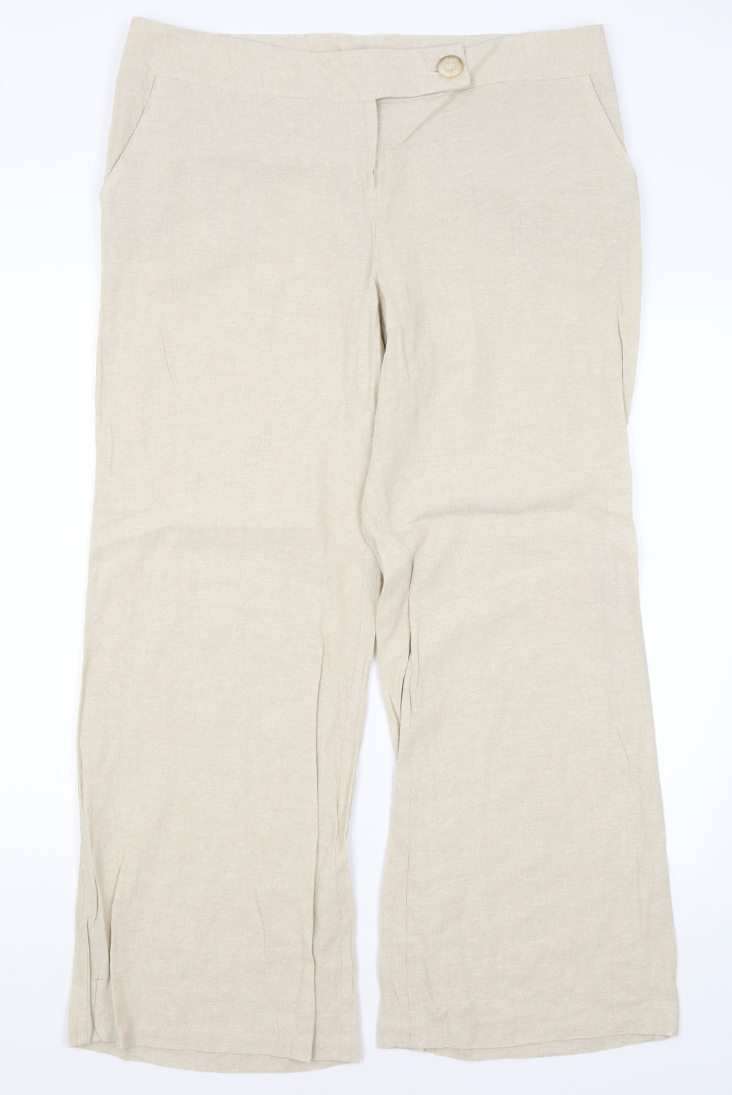 Womens UK Size 16 Preworn Regular Fit  Beige Trousers