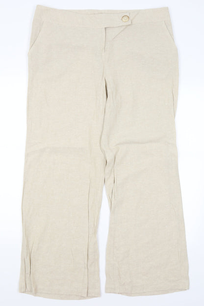 Womens UK Size 16 Preworn Regular Fit  Beige Trousers