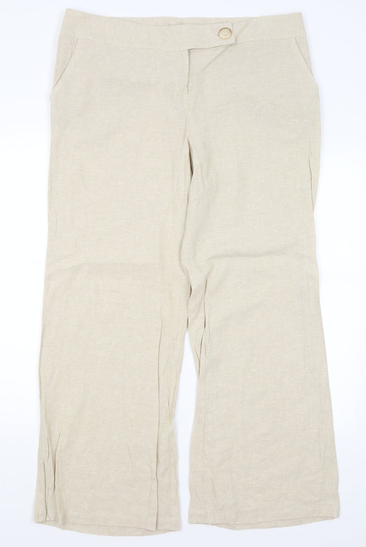 Womens UK Size 16 Preworn Regular Fit  Beige Trousers