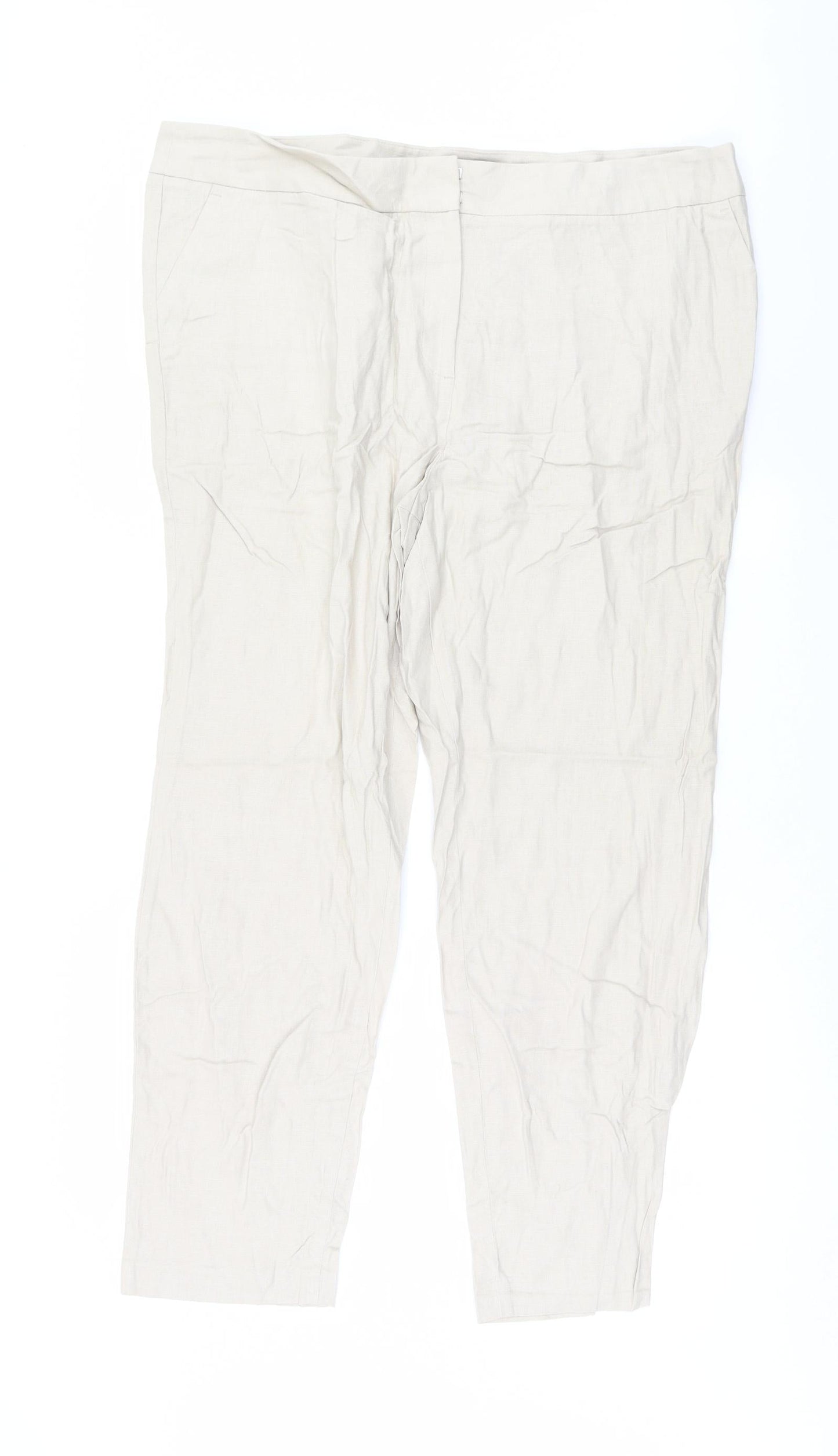 Womens UK Size 18 Marks and Spencer Regular Fit  Beige Trousers
