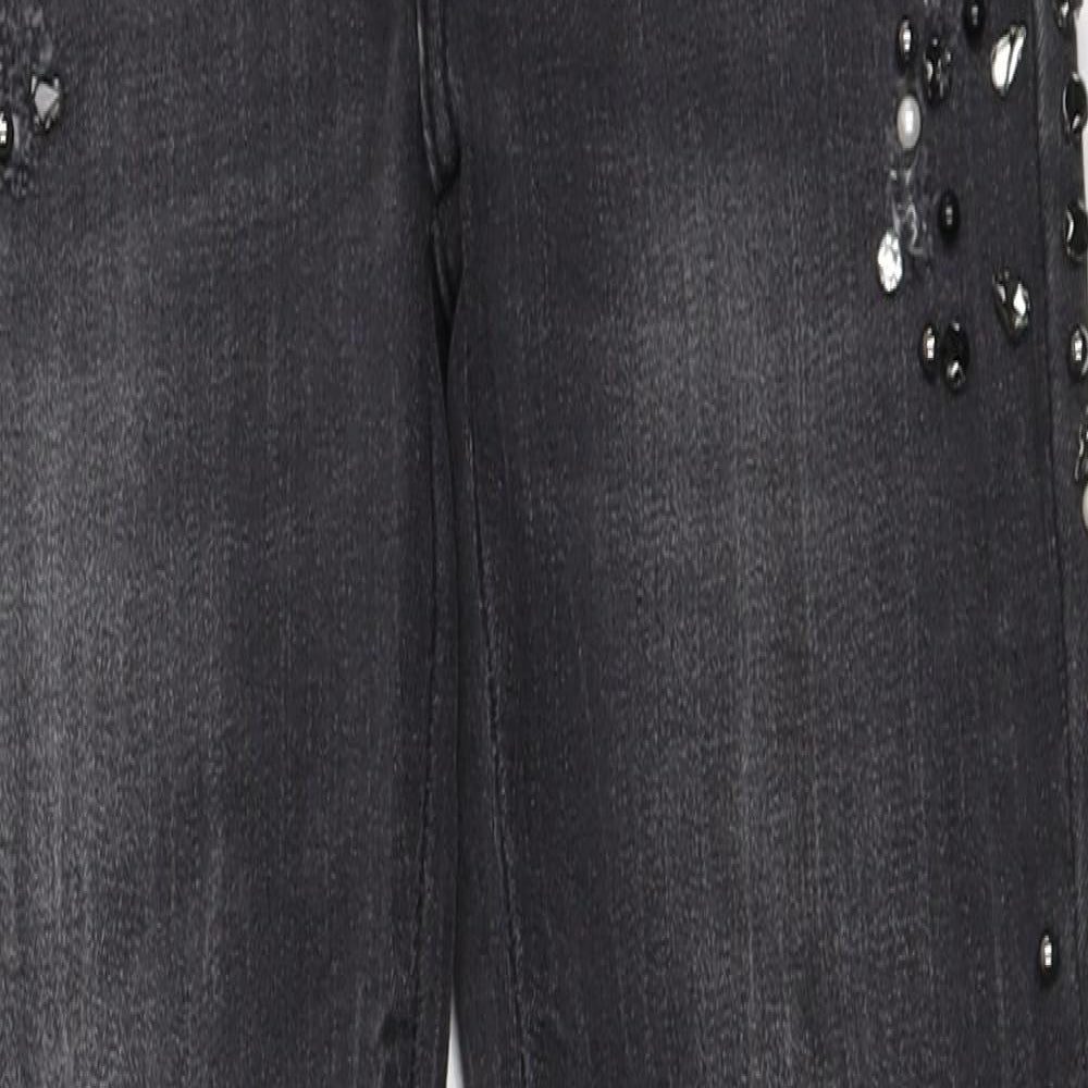 Queen Hearts Womens Grey  Denim Skinny Jeans Size XS L27 in