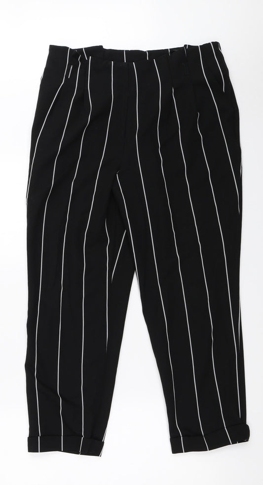 Miss Selfridge Womens Black Striped  Trousers  Size 12 L25 in
