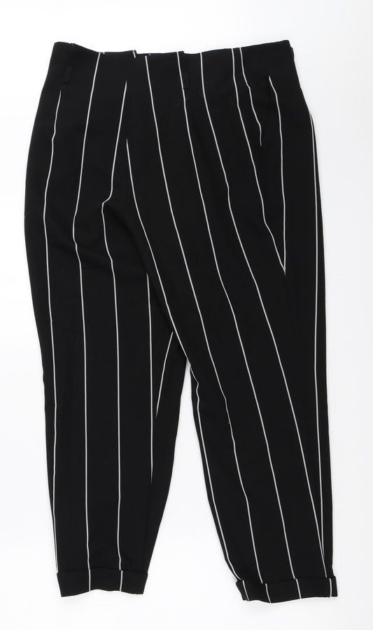 Miss Selfridge Womens Black Striped  Trousers  Size 12 L25 in