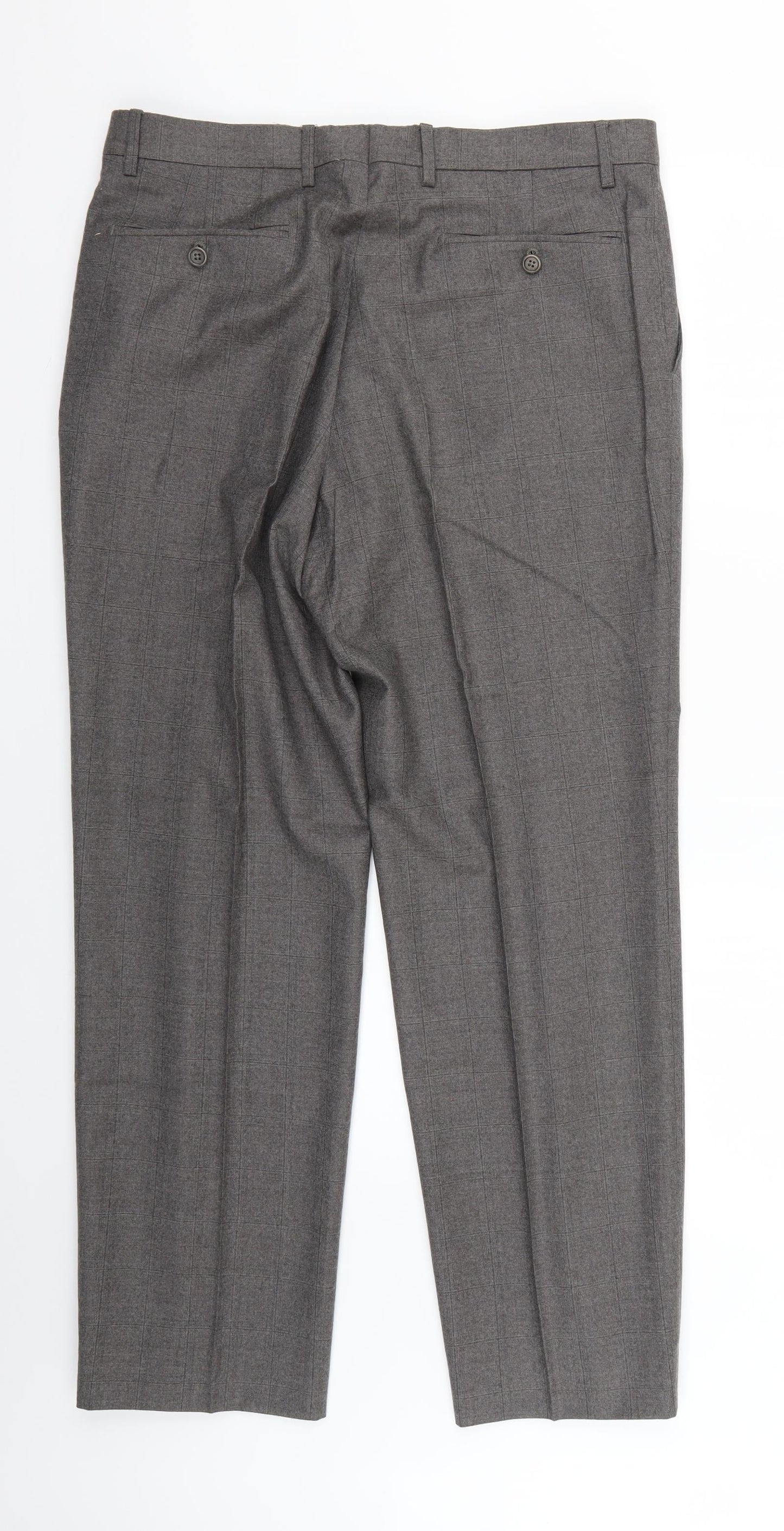 marks Mens Grey Check  Trousers  Size 34 L26 in