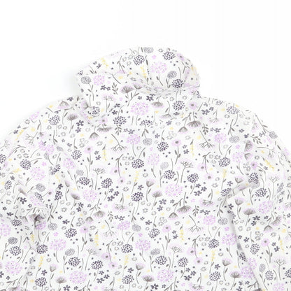 hullabaloo Girls White Floral  Basic T-Shirt Size 9-10 Years