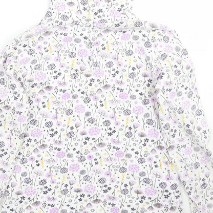hullabaloo Girls White Floral  Basic T-Shirt Size 9-10 Years