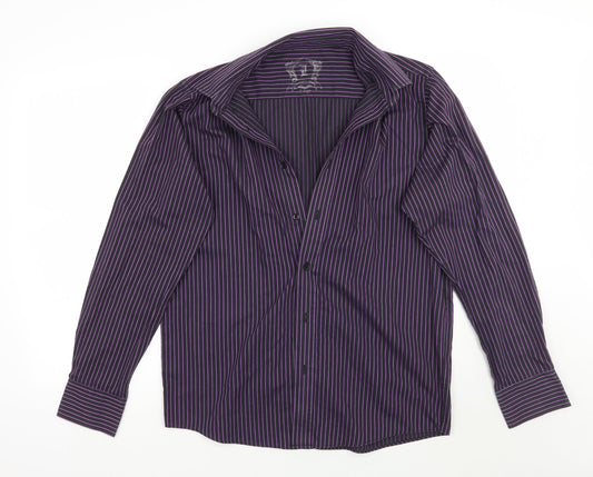 Mens UK Size L Cedar Wood State Purple  Button-Up Long Sleeve Casual Shirt