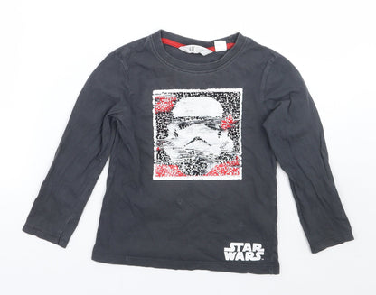 H&M Boys Grey   Basic T-Shirt Size 5 Years  - Starwars