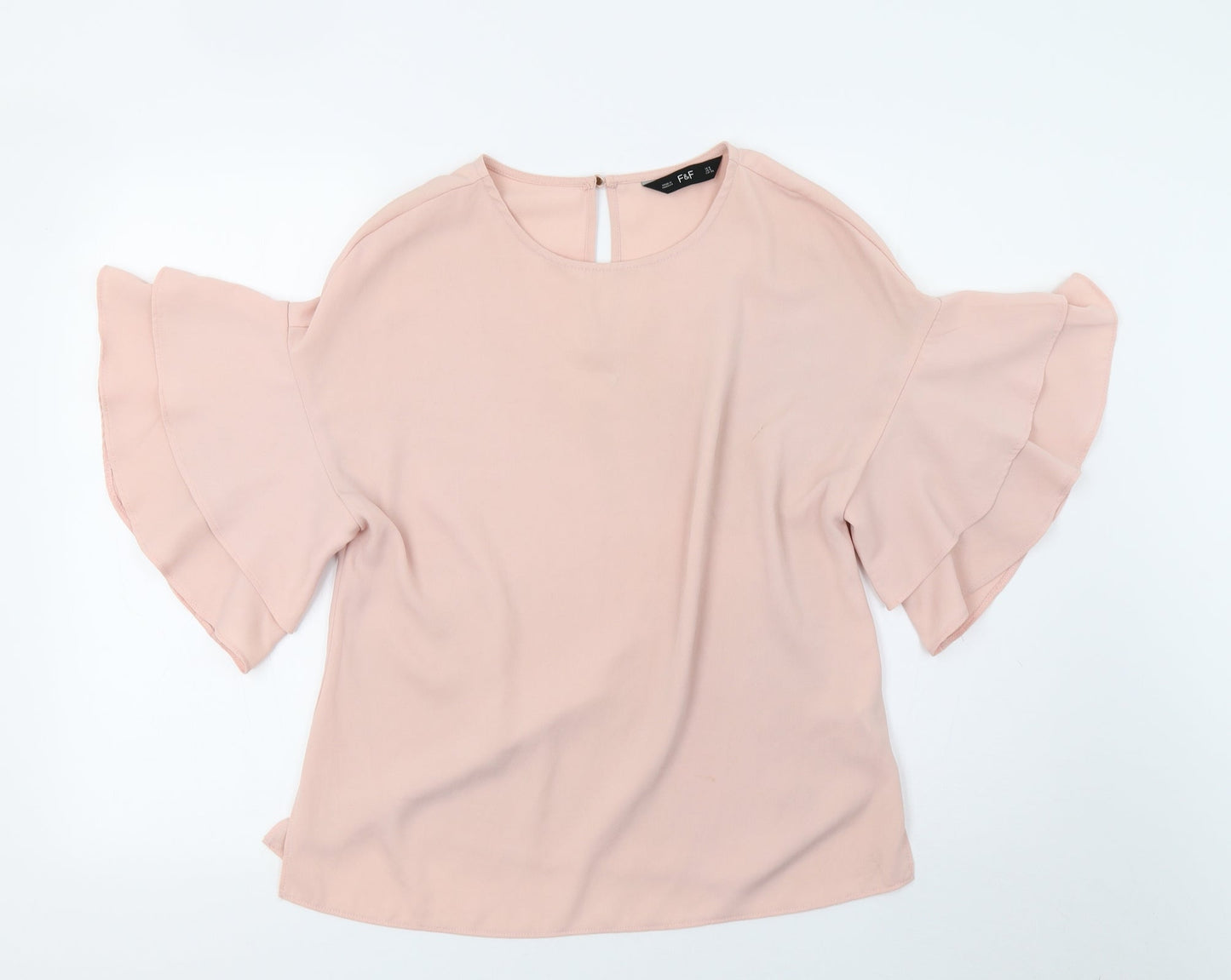 F&F Womens Pink   Basic T-Shirt Size 8  - frill arms