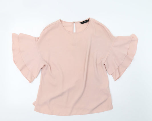 F&F Womens Pink   Basic T-Shirt Size 8  - frill arms
