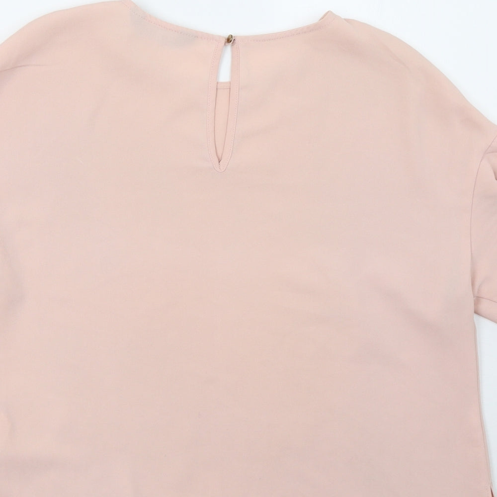 F&F Womens Pink   Basic T-Shirt Size 8  - frill arms