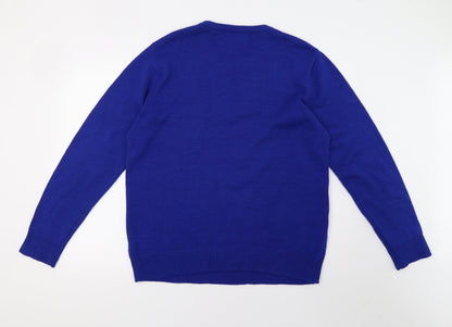 Mens UK Size L Preworn Blue Pullover Sweatshirt