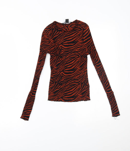 Primark Womens Brown Animal Print  Basic Blouse Size XS