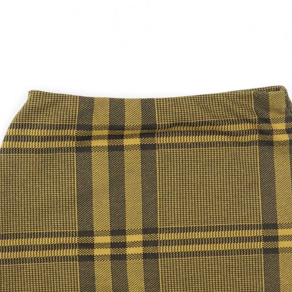 New Look Womens Yellow Houndstooth  Maxi Skirt Size 8