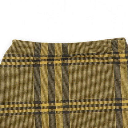 New Look Womens Yellow Houndstooth  Maxi Skirt Size 8