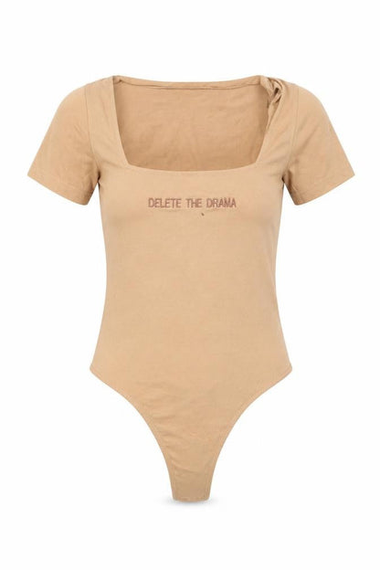 Front view of I SAW IT FIRST women’s beige bodysuit one-piece, size UK 8