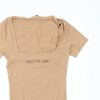 I SAW IT FIRST Womens Beige   Bodysuit One-Piece Size 8