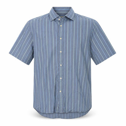 Mens UK Size 16 NEXT Blue  Button-Up Short Sleeve Casual Shirt