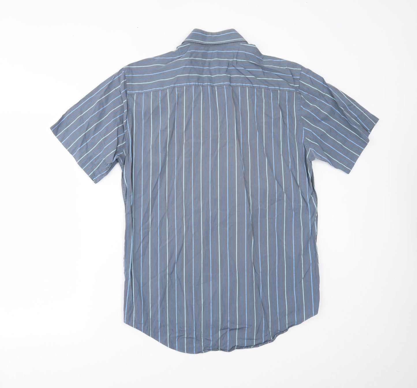 Mens UK Size 16 NEXT Blue  Button-Up Short Sleeve Casual Shirt