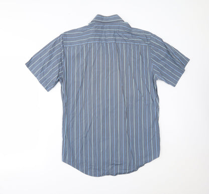 Mens UK Size 16 NEXT Blue  Button-Up Short Sleeve Casual Shirt