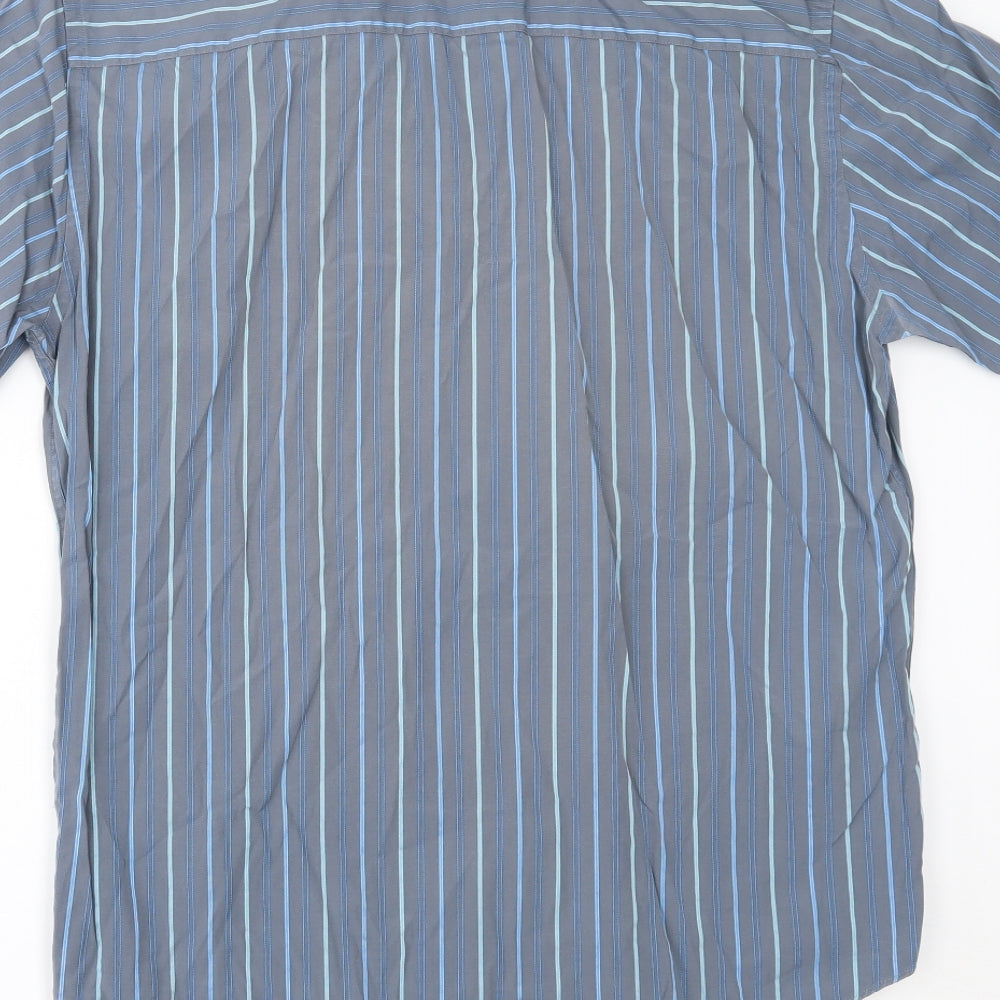 Mens UK Size 16 NEXT Blue  Button-Up Short Sleeve Casual Shirt