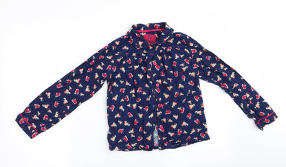 TU Girls Blue Animal Print   Pyjama Top Size 8-9 Years  - Robin Christmas