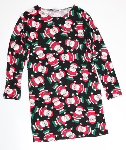 Brezz Womens Black    Nightshirt   - Santa Print