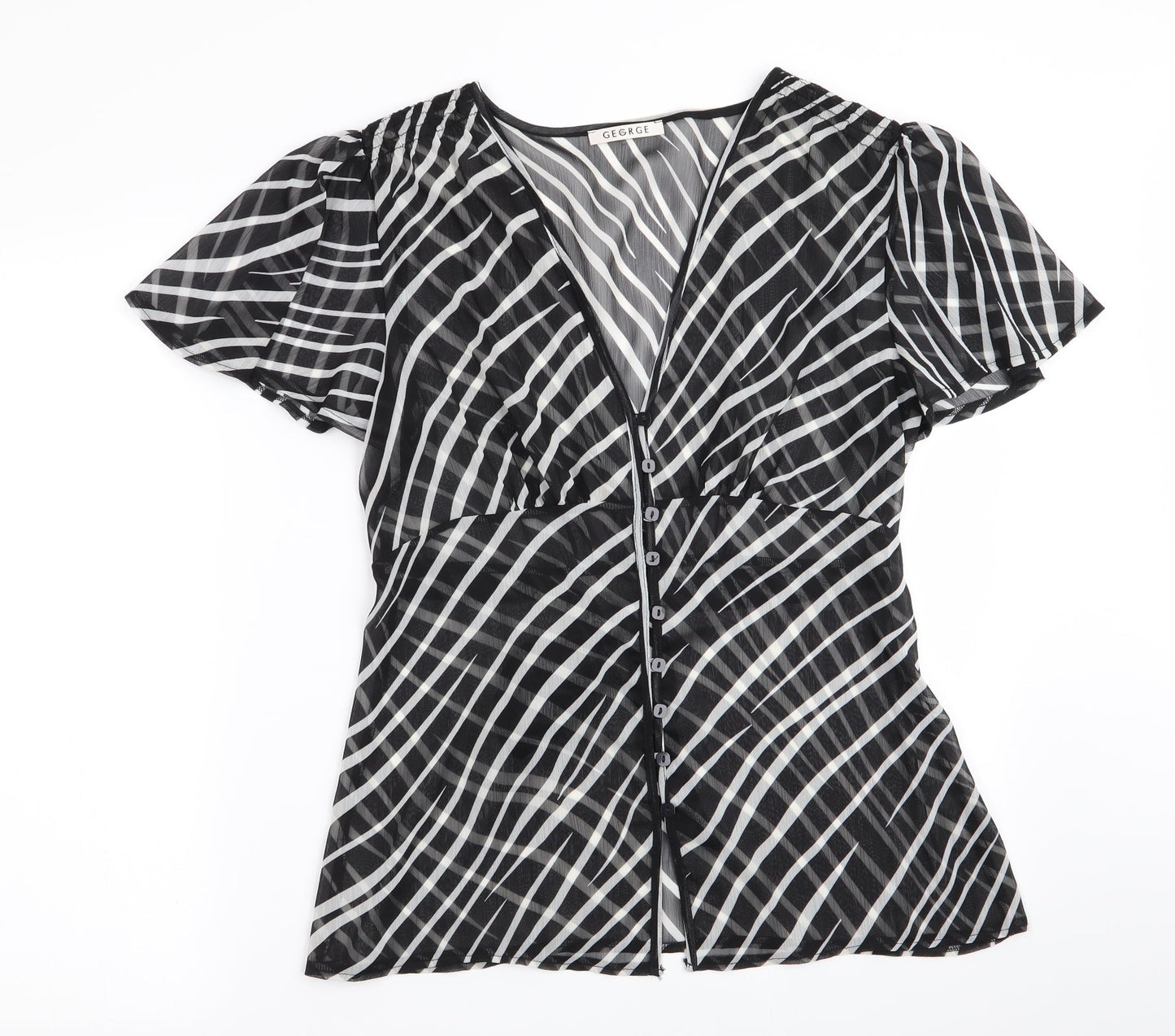 George Womens Black Striped  Basic Blouse