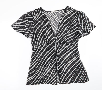 George Womens Black Striped  Basic Blouse