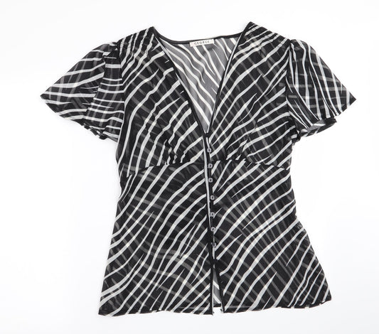 George Womens Black Striped  Basic Blouse