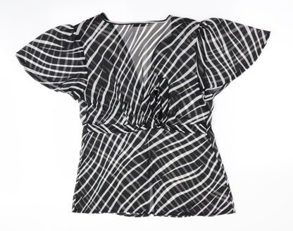 George Womens Black Striped  Basic Blouse