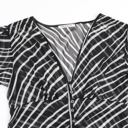 George Womens Black Striped  Basic Blouse