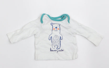 M&Co Boys White Animal Print  Basic T-Shirt Size Newborn