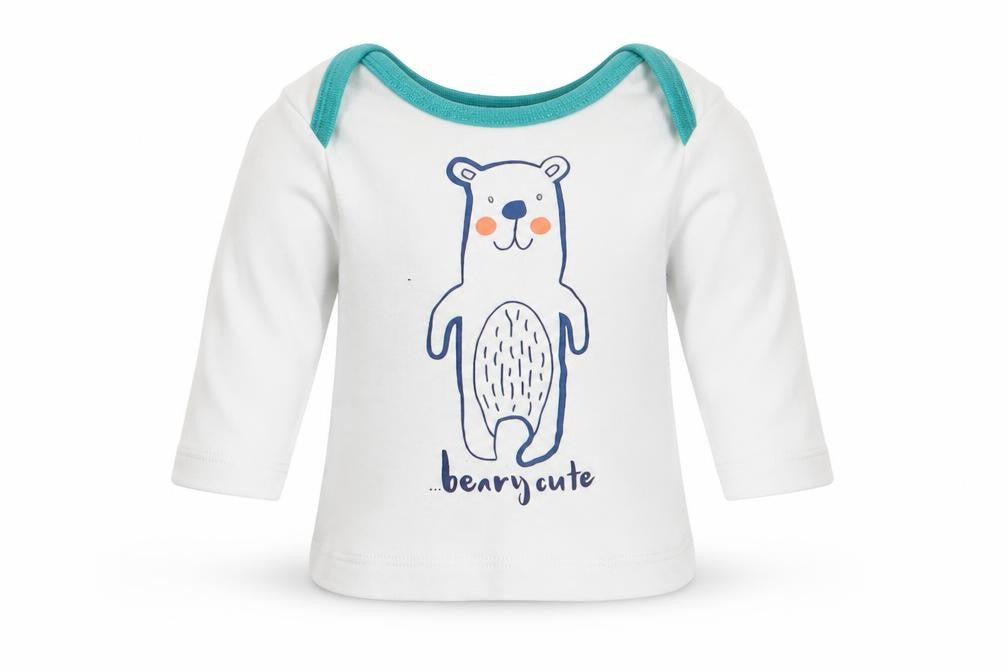 M&Co Boys White Animal Print  Basic T-Shirt Size Newborn