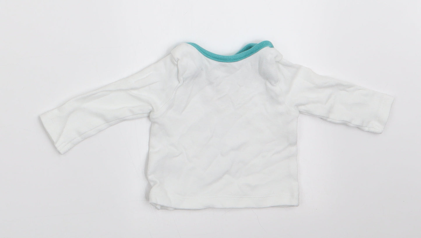M&Co Boys White Animal Print  Basic T-Shirt Size Newborn