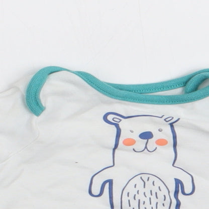 M&Co Boys White Animal Print  Basic T-Shirt Size Newborn