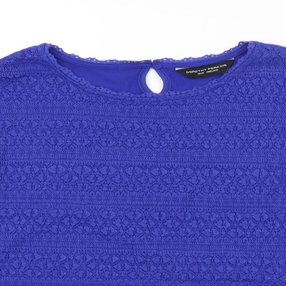 Womens UK Size 12 Dorothy Perkins Blue Basic Blouse