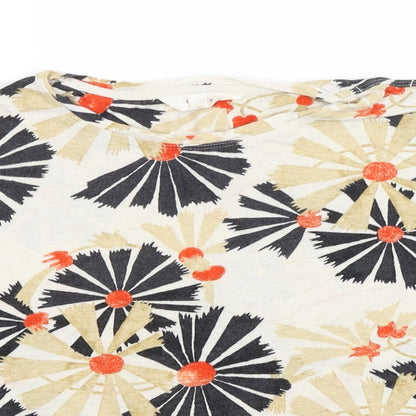 M&S Womens Beige Argyle/Diamond  Basic T-Shirt Size 12