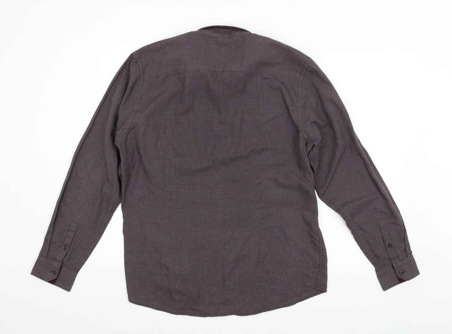 Red Herring Mens Purple Check   Button-Up Size L