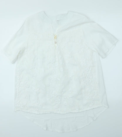 Womens UK Size L Preworn White Basic Blouse