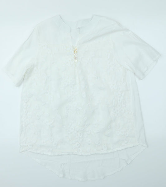 Womens UK Size L Preworn White Basic Blouse