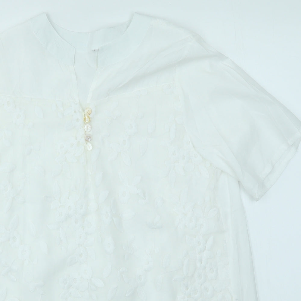 Womens UK Size L Preworn White Basic Blouse
