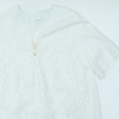 Womens UK Size L Preworn White Basic Blouse
