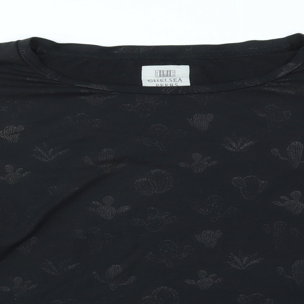 Womens UK Size M CHELSEA PEERS Black Basic T-Shirt