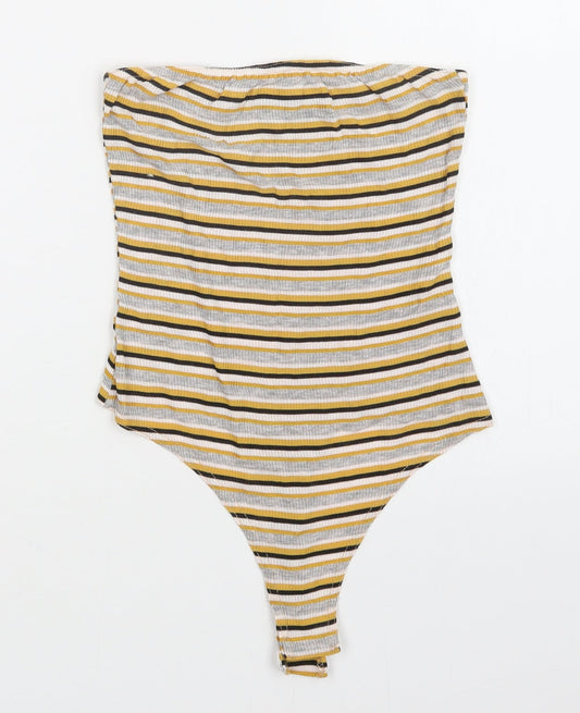 PRETTYLITTLETHING Womens Multicoloured Striped  Bodysuit One-Piece Size 8