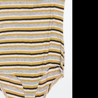 PRETTYLITTLETHING Womens Multicoloured Striped  Bodysuit One-Piece Size 8
