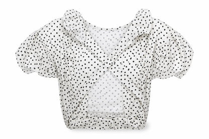Boohoo Womens White Polka Dot  Basic Blouse Size 8