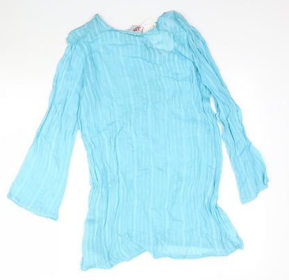 WOW Womens Blue   Basic Blouse Size S  - Tie Detail